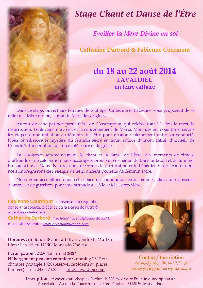 stage d'été  : Chant et Danse de l'Etre - Éveiller la Mère Divine en soi