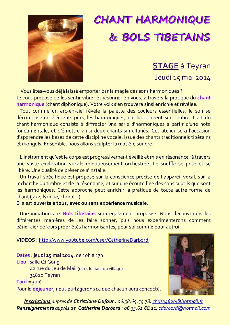 stage de Chant Harmonique et Bols Tibétains